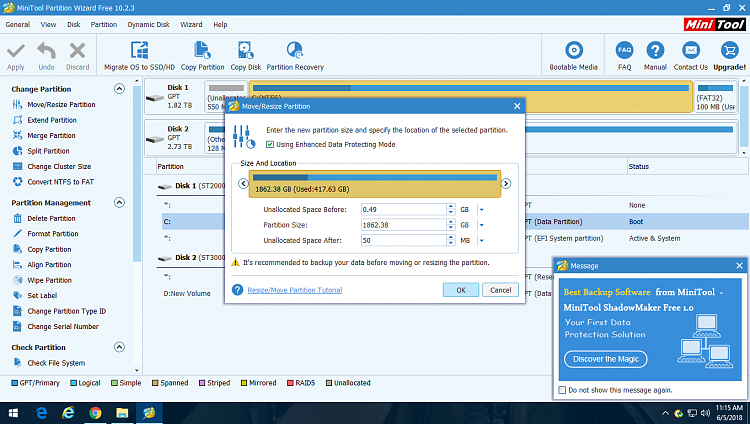 Moving Unallocated Disk Space to End of Disk-mini-tool-unallocated-space-50mb-end.png