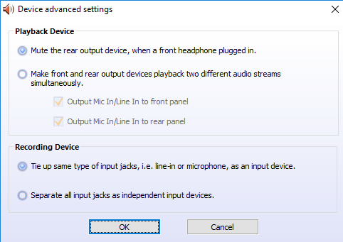 front headphone jack not working windows 10