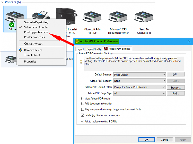 thermal printer page size settings