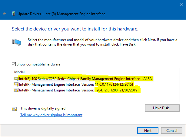Download Intel Management Engine Driver Windows 10