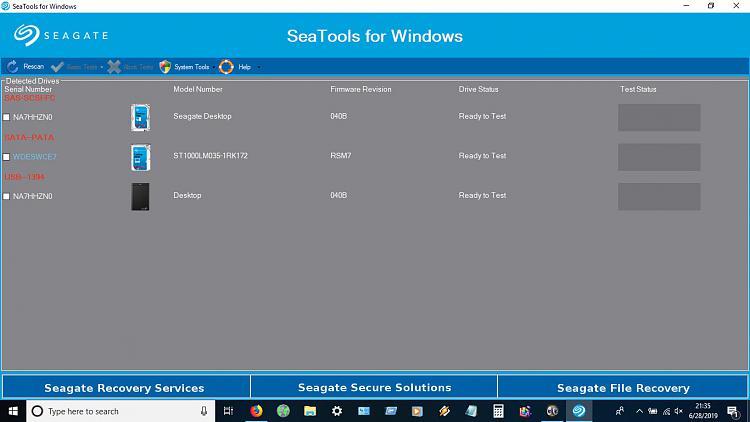 External Seagate Hard Drive Suddenly has Weak Sectors, Errors-seatools062819_00.jpg