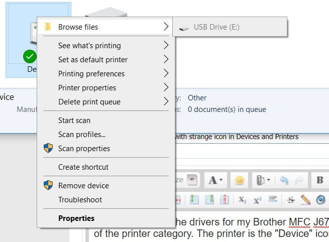 Badeværelse vulgaritet Rummet Brother MFC J6720DW listed with strange icon in Devices and Printers - Windows  10 Forums