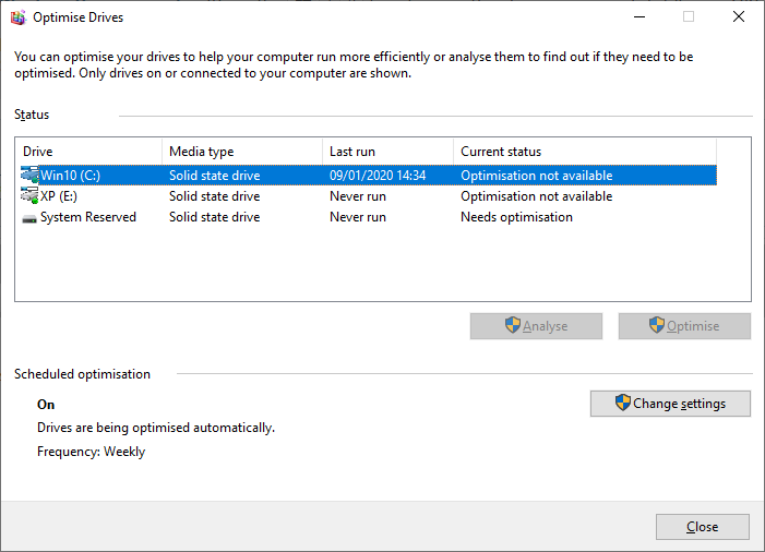 Samsung 850 Pro SSD installed - Optimisation not available?-image.png