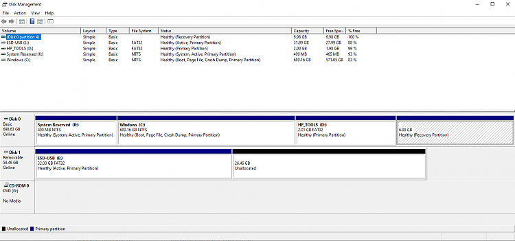 Options to recover a RAW recovery partition or create a new one-ten-forums-disk-management-3-16-2020.png