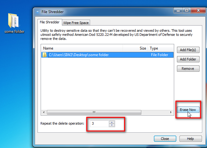 I want to wiper only in single folder and giving to expert recover-glary-shred-2.jpg