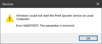 the spooler service cannot start the parameter is not correct.-1.jpg