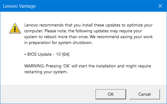 Disable Lenovo BIOS update - Windows 10 Forums