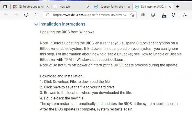 Trouble updating BIOS on Dell computer Solved - Windows 10 Forums Trouble updating BIOS on Dell computer Solved - Windows 10 Forums