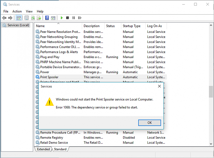 Spooler service isn't running" - Windows 10 Forums