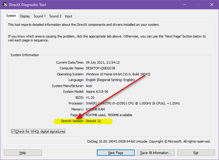 How to use DirectX Diagnostic Tool (DxDiag) for Troubleshooting