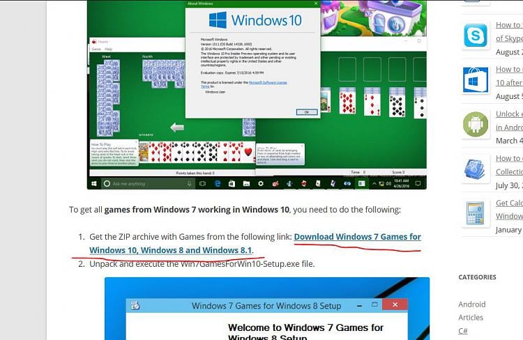 How to install Windows 7 games on Windows 10