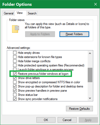 Win10 Does Not Remember Window Sizes on Reboot or Restart-restore-folders-windows-logon.png