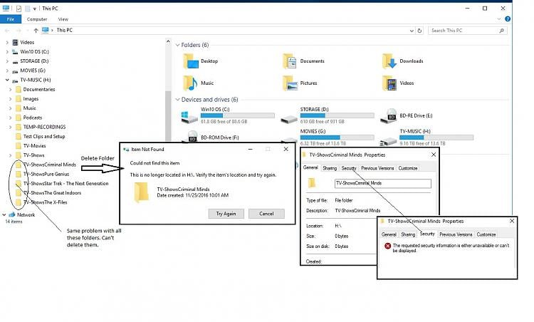 can t delete folders in windows 10