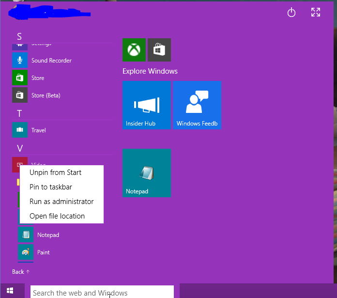 Only &quot;pin to start&quot; (as a tile) and not &quot;pin to start menu&quot;?-capture.png