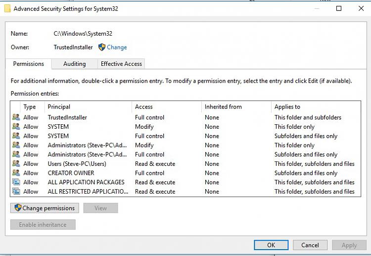 How to gain full control over the system32 folder?-advancedsecuritysettings.jpg