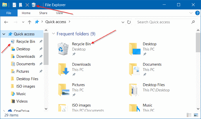 Quick Access looks different.-pin-recycle-bin-quick-access-quick-access-toolbar-windows-10-step01.png
