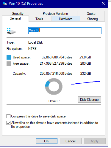 This PC view of disk drives not showing percent of drive used-dde.png