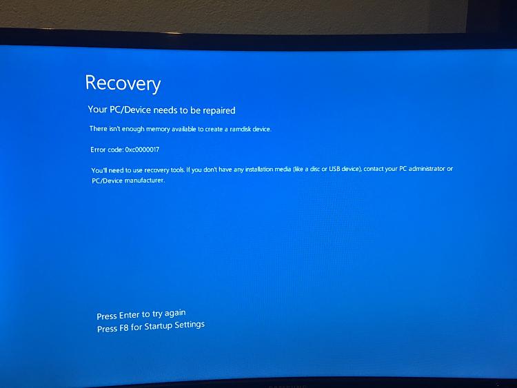 Preparing automatic repair - stuck - Desktop won't load Windows, stuck-not-enough-memory.jpg
