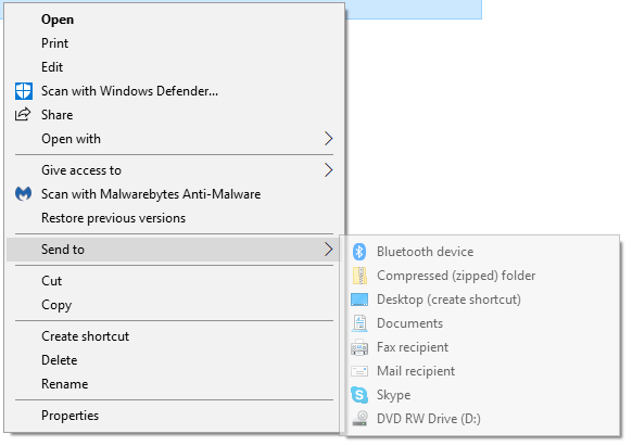 How Do I Enable Right-click of File to Send through Bluetooth?-send-.png