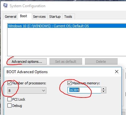 boot advanced options processors boot advanced options processors
