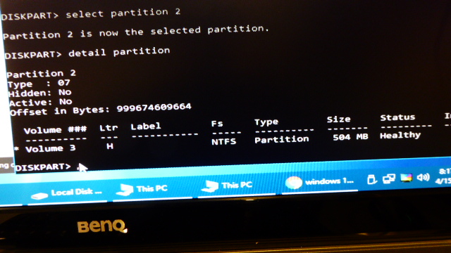 Black Screen with Mouse Cursor with continual repair loops-detailpartition2.jpg