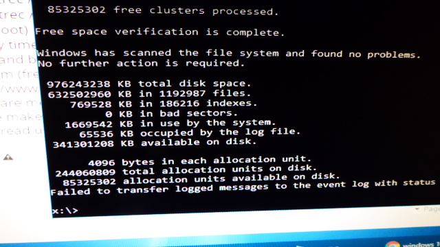 Black Screen with Mouse Cursor with continual repair loops-chkdsk.jpg