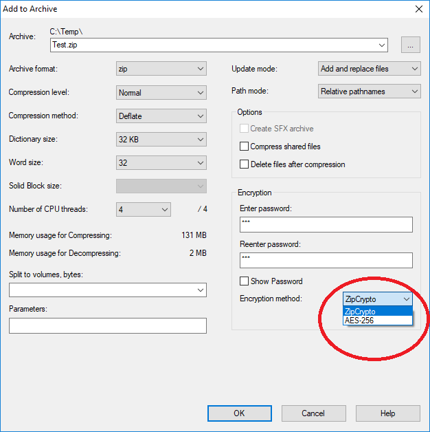 extracting password protected zip files