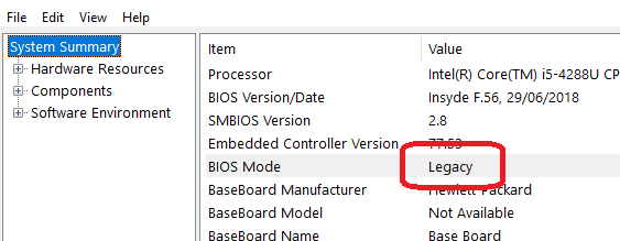 Start up / Boot problem - Bios issue UEFI / Legacy Wrong drive default-windows-legacy-mode.png