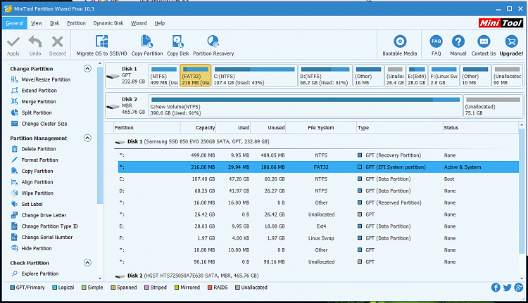 Windows 10 shuts down after restarting for 'Advanced Settings'-partitions_minitool.png