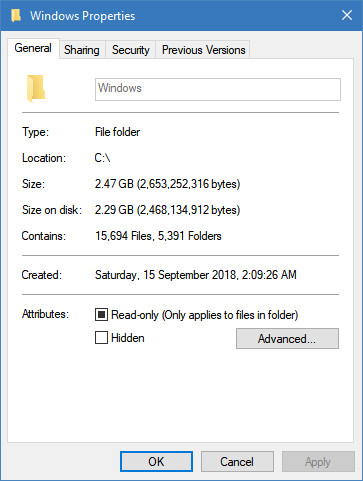 File Explorer reporting wrong size for some folders, Windows 10 v1809-windows-properties.png