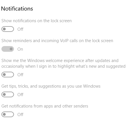 How do I enable the notification settings in windows 10? please help?-grayed-out-settings.png