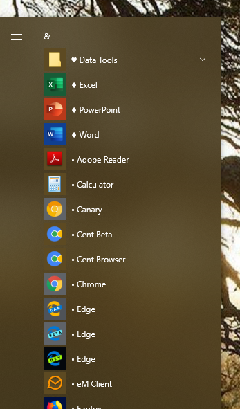 Is it possible to compact the start menu to just see the list of files-000967.png