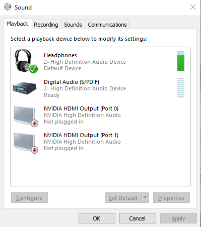 headphones windows 10 no sound
