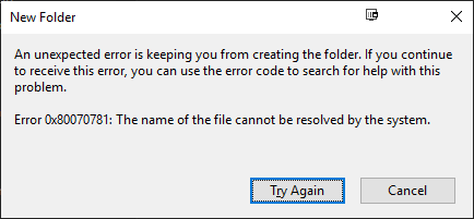 Unable to create file or folder in Documents folder: 0x80070781-delme.png