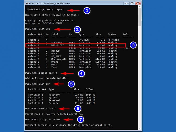 attrib c boot bcd path not found windows 10