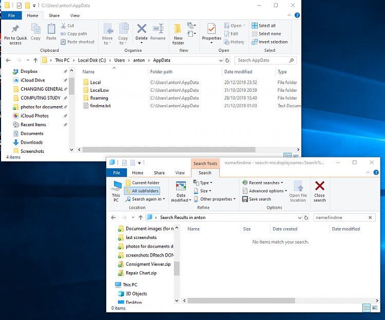 Why is file explorer not searching hidden folders in the users folder?-search-issue4.png