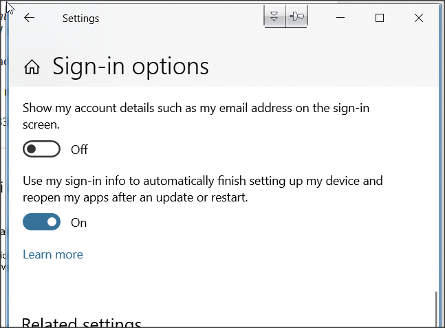 Reopen Apps after restart sign-in options missing in Privacy settings-1.png