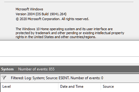 Eventlog warnings ; ESENT id=642-2004-home-no-esent-errors.png