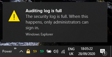 What is this LOCK icon in my system tray-auditing-log-full-notification-.png