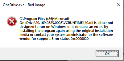 One drive has a problem starting after I replaced and added SSDs-onedrivefail.png