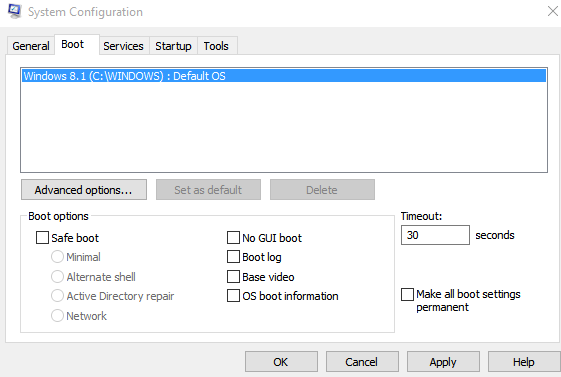 msconfig / system configuration is showing Windows 8.1 under boot-0f59141801a4658297b32911b85d72ab.png