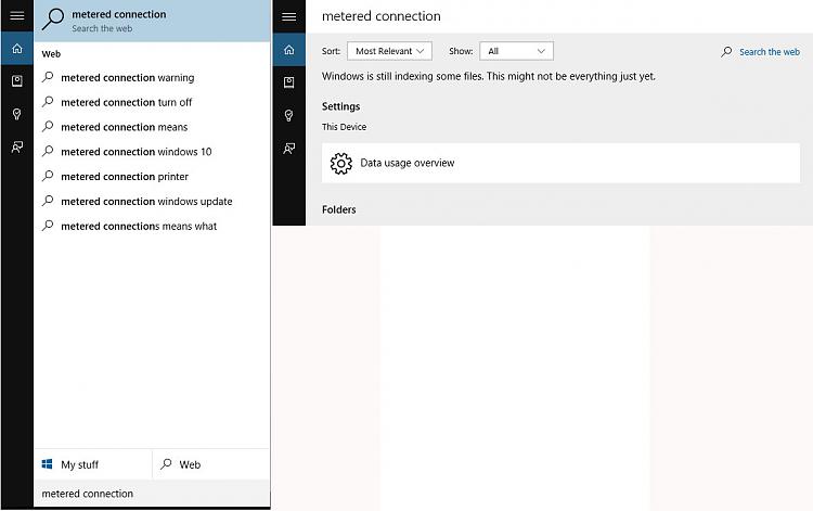 &quot;We're getting search ready&quot; error - Windows/Cortana Search-metered-connection.jpg