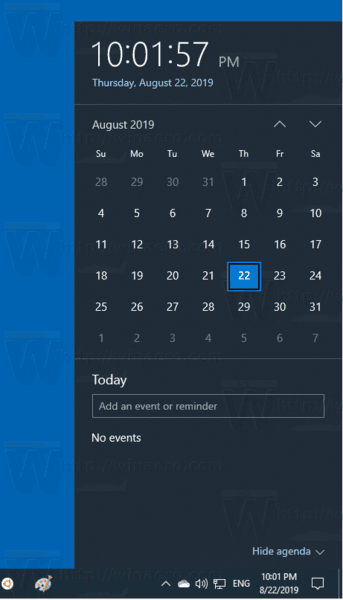 eliminate the agenda bar-windows-10-calendar-flyout.png