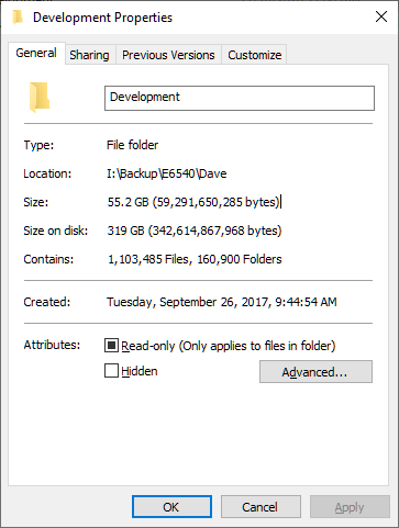 Difference of folder's size vs size on disk by multiples-folder-55gb-size-319gb-size-disk.png