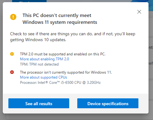 Update to Windows 11 without meeting requirements