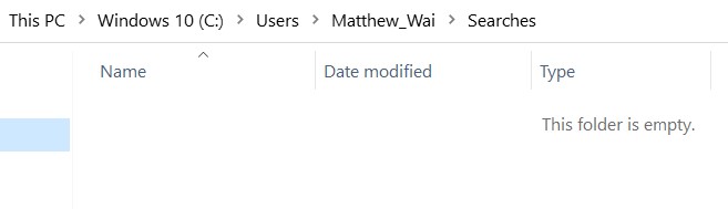 What is &quot;Searches&quot; in my Users folder? Can I delete these files?-my-searches-folder-empty.jpg