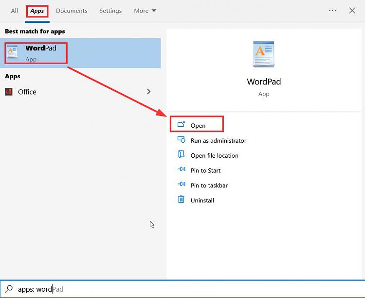 How to Put a Wordpad Document into a Desktop Folder-apps.jpg