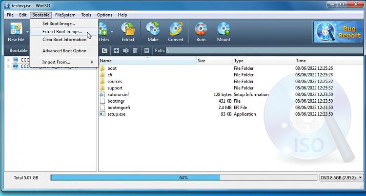recreated iso from files of extracted bootable iso is not bootable-winiso-extract-bootimage1.jpg