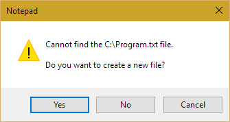 Windows randomly prompts to open 'C:\Program.txt' file-popup.png