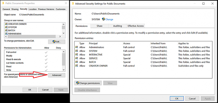 Windows 10 says that documents folder is a .sys file-security.png